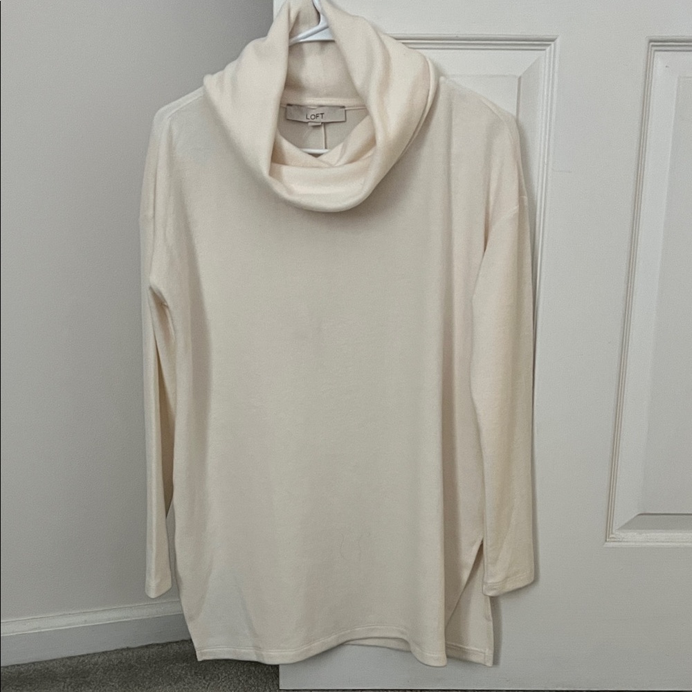 LOFT Soft Cream Cowl Neck Tunic
